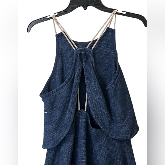 Free People NWOT blue sapphire fly away mini dress open back halter neck - Picture 6 of 12
